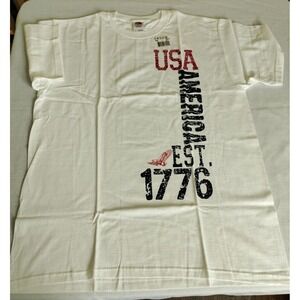 USA AMERICA T-SHIRT SIZE L - Est. 1776 Summer Tee Workout T Shirt Cotton